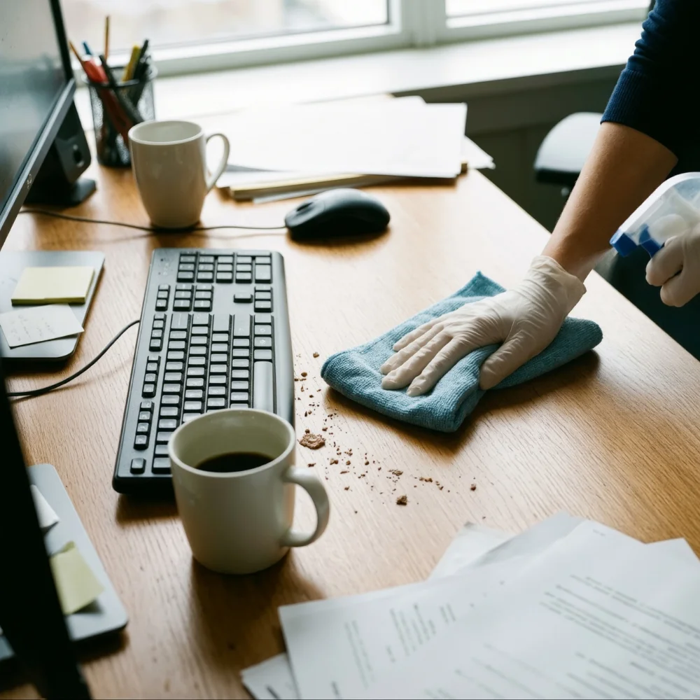 Sauberer Büroplatz durch professionelle Reinigungsfirma.